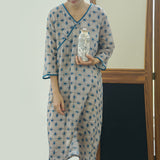 Printed slanted double layer loose Cheongsam