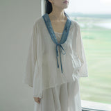 Loose Lace-up Cardigan Embroidered  Qipao Cheongsam Top