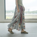 Classic Print Oversized Contrast Cheongsam Skirt