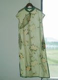 Printed Ramie Pastoral Zen Contrasting Cheongsam