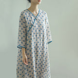 Printed slanted double layer loose Cheongsam