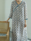 Printed slanted double layer loose Cheongsam