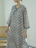 Printed slanted double layer loose Cheongsam