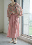 Pastoral Print Ramie Loose Cheongsam Top