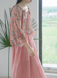 Pastoral Print Ramie Loose Cheongsam Top