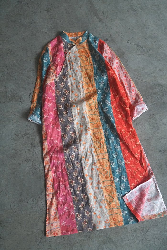 Floral Rainbow Qipao Cheongsam Dress (Long Sleeve)