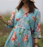 Natural Floral Casual Cheongsam Long Sleeve