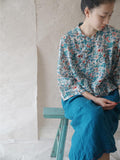 Turquoise Floral Cheongsam Top